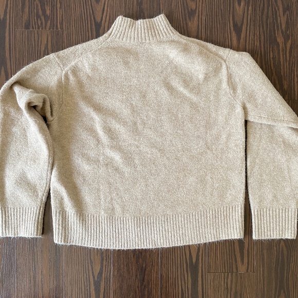 Uniqlo - Soufflé Yarn Mock Neck Sweater - Tan - Picture 2 of 4